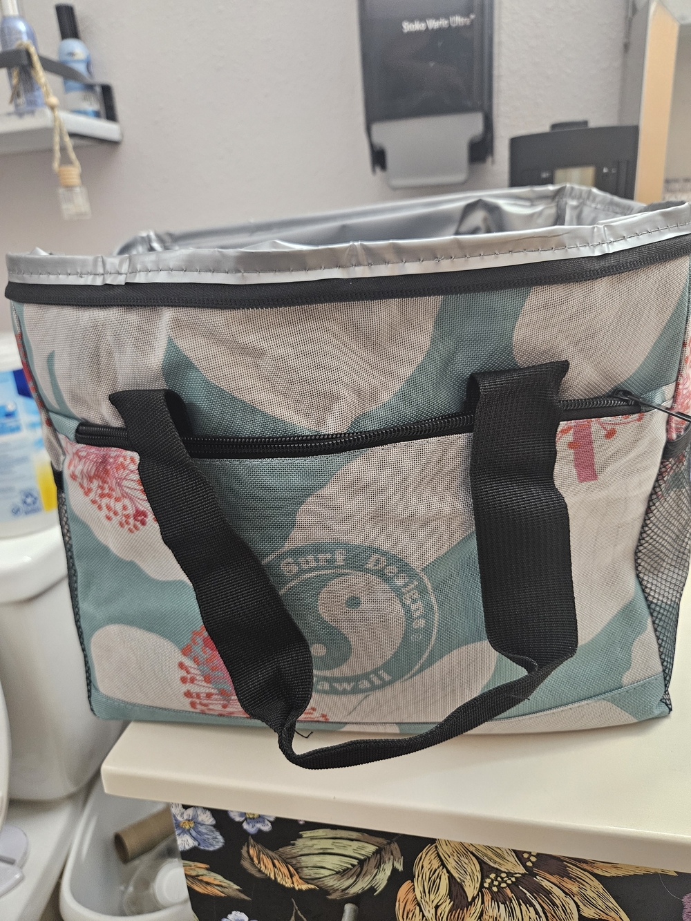 T&C Surf Design Floral Tote Cooler Bag in Teal and Pink NEW